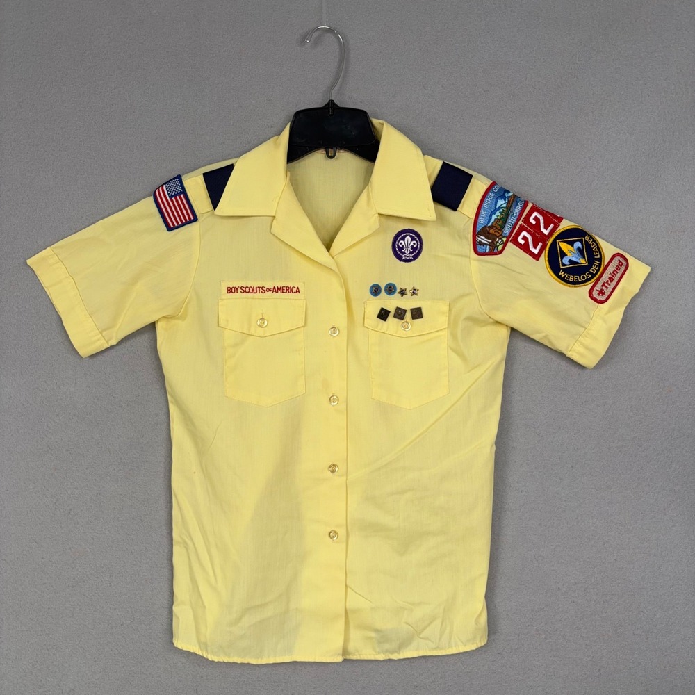 Boy Scouts of America Shirt Mens Small Yellow Webelos Leader Vintage Uniform